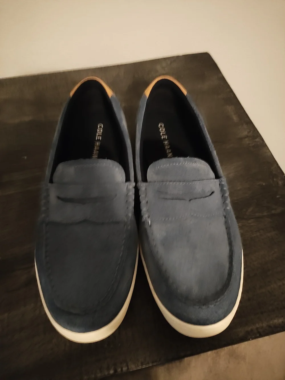 Cole Haan Men’s Blue Suede Penny Loafers